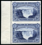 1932 Victoria Falls 3d IMPERFORATE HORIZONTALLY in mint og left marginal vertical pair