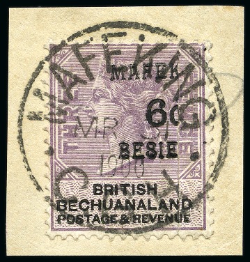 Stamp of South Africa » Mafeking 1900 6d on 3d Lilac & black with ERROR "MAFEK / 6d / BESIE", caused by a paper-fold during printing