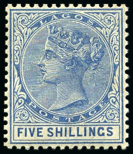 Stamp of Nigeria » Lagos 1884-86 5s Blue mint og, very fine and fresh (SG £700)