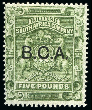 Stamp of Nyasaland » British Central Africa 1891-95 £5 Sage-Green mint og, very fine