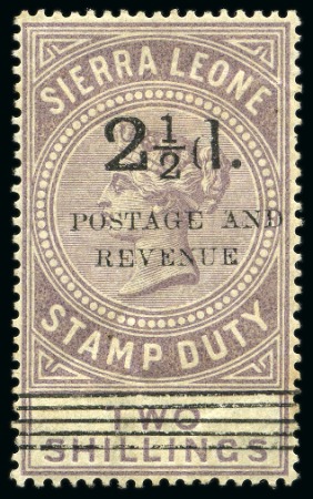 Stamp of Sierra Leone 1897 2 1/2d on 2s type 8 surcharge, mint large part og