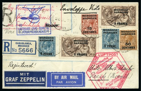 Stamp of Morocco Agencies (British Post Offices) 1933-34, Trio of Zeppelin covers on South America flights