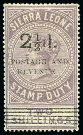 Stamp of Sierra Leone 1897 2 1/2d on 2s type 8 surcharge, mint og, very fine