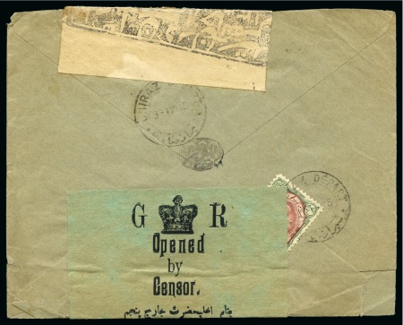 1915 3ch green and grey, tied by SHIRAZ/9.IX.15 cds,