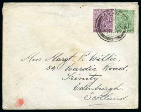 Stamp of Persia » Indian Postal Agencies in Persia Abadan: 1919 Clean neat envelope, paying the single