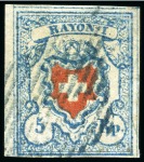Stamp of Switzerland / Schweiz » Rayonmarken » Rayon I, hellblau, ohne KE (STEIN B1) Type 17 B1/LO, farbfrisch, gut bis sehr gut gerandet