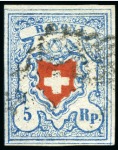Stamp of Switzerland / Schweiz » Rayonmarken » Rayon I, hellblau, ohne KE (STEIN B1) Type 18 B1/RO, farbfrisch und ringsum gut gerandet,