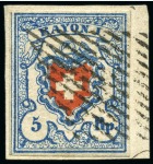 Stamp of Switzerland / Schweiz » Rayonmarken » Rayon I, hellblau, ohne KE (STEIN B1) Type 29 B1/LU, farbintensiv und gut bis sehr gut gerandet,