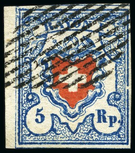 Stamp of Switzerland / Schweiz » Rayonmarken » Rayon I, hellblau, ohne KE (STEIN B1) Type 25 B1/LU, farbintensiv und sehr gut gerandet mit