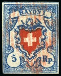 Stamp of Switzerland / Schweiz » Rayonmarken » Rayon I, hellblau, ohne KE (STEIN B2) Type 8 B2/LO, farbintensiv und ringsum gut gerandet,