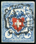 Stamp of Switzerland / Schweiz » Rayonmarken » Rayon I, hellblau, ohne KE (STEIN B2) Type 17 B2/LO, farbfrisch und ringsum gut gerandet,
