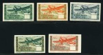 1943 Poste Aérienne, 5 timbres non dentelés et sans