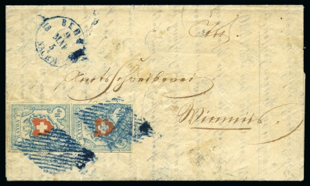 Stamp of Switzerland / Schweiz » Rayonmarken » Rayon I, hellblau, ohne KE (STEIN C2) Typen 1+9 C2/RU im senkr. Paar, farbfrisch und sehr
