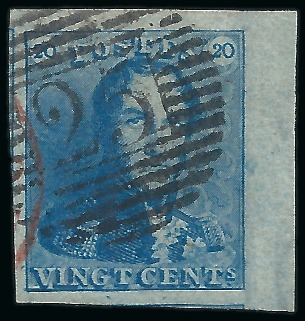 Stamp of Belgium » Belgique. 1849 Epaulettes - Émission 1849 Epaulettes 20c bleu (5)