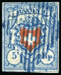 Stamp of Switzerland / Schweiz » Rayonmarken » Rayon I, hellblau, ohne KE (STEIN B3) Type 35 B3/RU mit Retouche 12 "kräftiger Kratzer oben