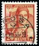 1933 Pro Juventute Tessinerin mit kopfstehendem Unterdruck