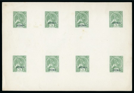 1896 Proofs by E. Mouchon of the 1/4g green in a sheetlet