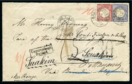 Stamp of Germany 1875 Envelope from Brunswick, Germany, sent to Suez, Souakim and Massawah