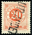 1855-1960 FOREIGN CANCELS ON SWEDISH STAMPS: Specialised collection in one stockbook with 119 stamps and 54 covers