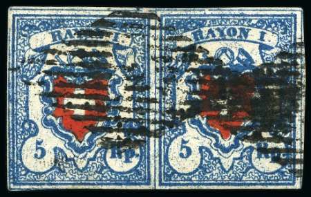Stamp of Switzerland / Schweiz » Rayonmarken » Rayon I, hellblau, ohne KE (STEIN B2) Type 17+18 B2/RU im Paar, farbintensiv und ringsum