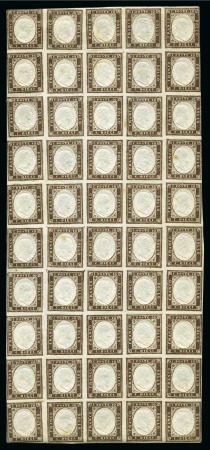 1855-62 10c Lilac-brown (bruno lilaceo), mint BLOCK OF FIFTY