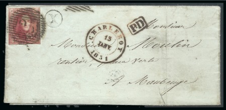 Stamp of Belgium » Belgique. 1849 Médaillons (filigrane encadré) - Émission COB N°5, 40c carmin bien margé annulé P25 sur lettre