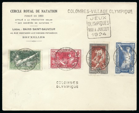 Stamp of Belgium » General issues from 1894 onwards 4 Timbres olympiades de 1924 France sur lettre à entête