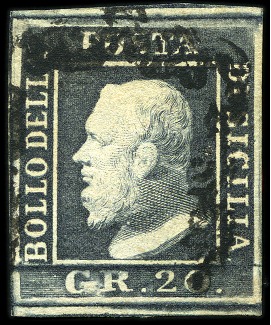 Stamp of Italian States » Sicily 1859 20c Slate Grey, rich colour and well margined