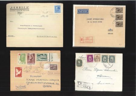 1888-1970 Group of 64 covers/postal stationery all addressed to Switzerland