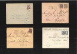 1895-1939, Lot de 12 lettres/entiers postaux/cartes postes avec affranchissements et cachets divers