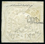 Stamp of Italian States » <mark>Papal</mark> States 1858, 20 b. yellow, unissued, uncancelled without gum