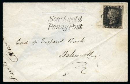 Stamp of Great Britain » 1840 1d Black and 1d Red plates 1a to 11 1841 (May 31) Envelope Southwold to Halesworth (Suffolk) with 1840 1d black pl.3 HL