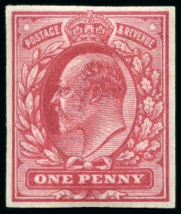 1902-10 1d Imperforate colour trial in carmine-red