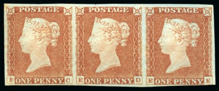 Stamp of Great Britain » 1841 1d Red 1841 1d Pale Red-Brown EC-EE mint strip of three