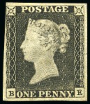 Stamp of Great Britain » 1840 1d Black and 1d Red plates 1a to 11 1840 1d Grey black pl.1a BE unused