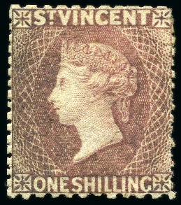 Stamp of St. Vincent 1875 1s claret, unused with part original gum