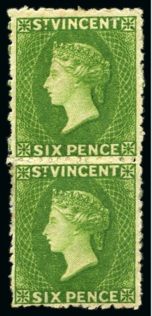 1880 (June) 6d. bright green, a vertical pair unused with part original gum