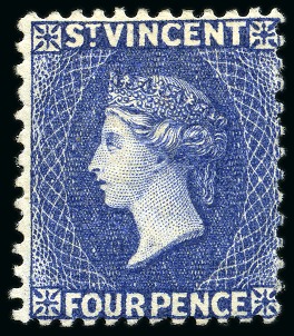 Stamp of St. Vincent 1883-84 CA 4d. grey-blue, fine unused with part original gum