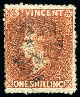 ONE OF TWO RECORDED EXAMPLES: 1877-78 1s vermilion used