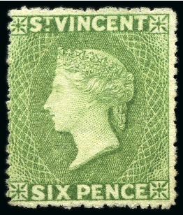 1877-78 6d. yellow-green, unused without gum, fine