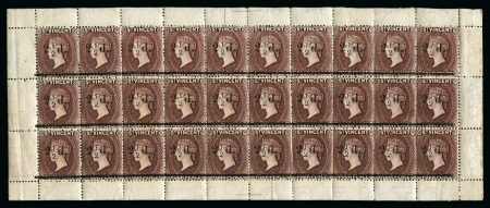 Stamp of St. Vincent 1890 (Aug) Provisional Issue 2 1/2d on 4d. chocolate mint complete sheet of thirty