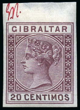 1895 Imperforate colour trials of the 20c and 2p values with HAND-PAINTED DUTY TABLETS