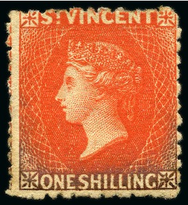 1880 1s vermilion, two unused singles without gum