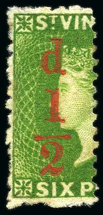 1881 1/2d. Surcharge, unused left and right half, fine