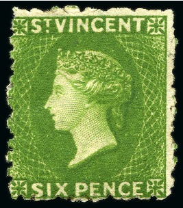 1880 6d. bright green, three singles, all unused with part original gum