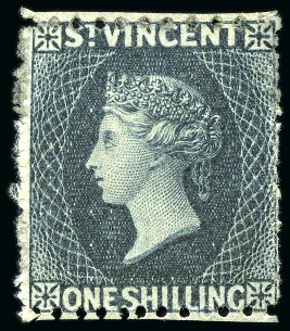 Stamp of St. Vincent 1866 1s slate-grey, unused, large part original gum