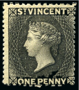 Stamp of St. Vincent 1871 1d black, 1872-75 1d black and 1875-78 1d black, all unused with part original gum