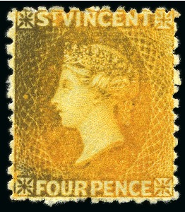 1869 4d. yellow, six unused single, all without gum to large part gum