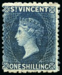 1869 1s indigo, unused three singles, large part original gum