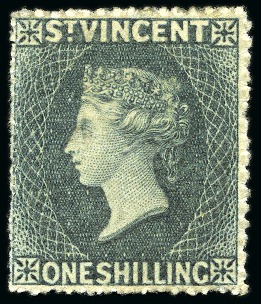 Stamp of St. Vincent 1866 1s slate-grey, unused with part original gum
